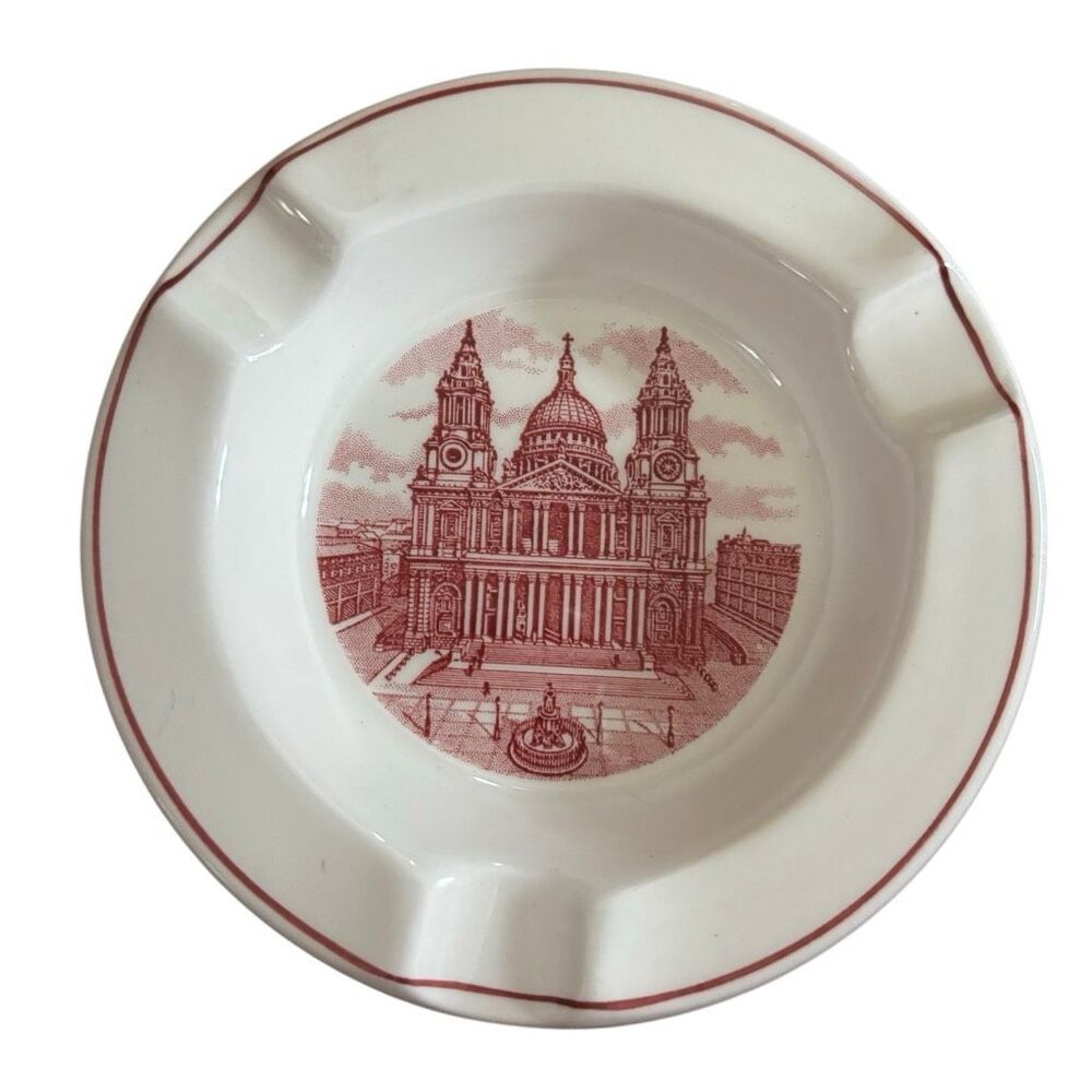 Vintage Adams Real English Ironstone London Scenes St Pauls Cathedral Ashtray 5"